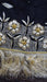 Black silk chiffon vintage gold tasselled dupatta – shown draped