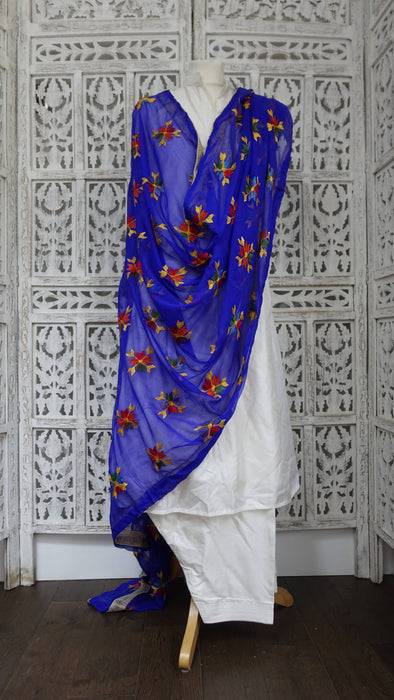 Purple blue phulkari dupatta