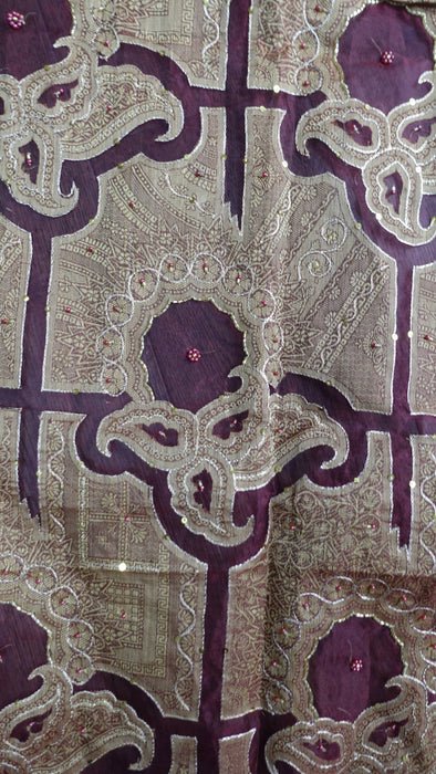 Rust vintage beaded voile and gold dupatta – pattern detail