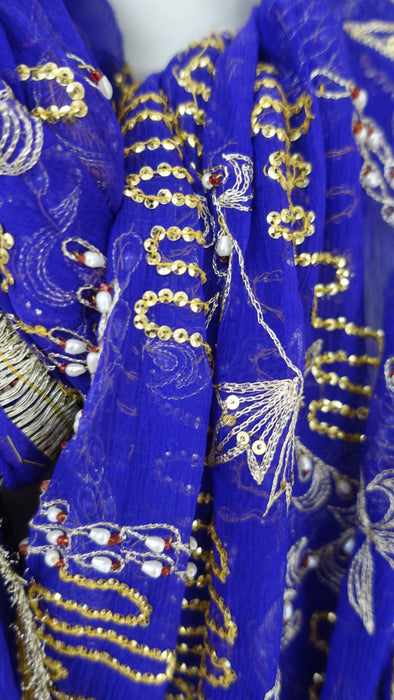 Purple vintage silk chiffon embellished dupatta – close-up of the embellishment