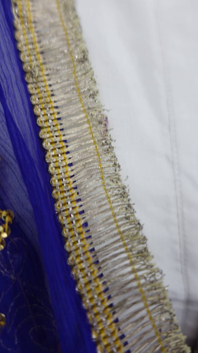 Purple vintage silk chiffon embellished dupatta – fabric and colour detail