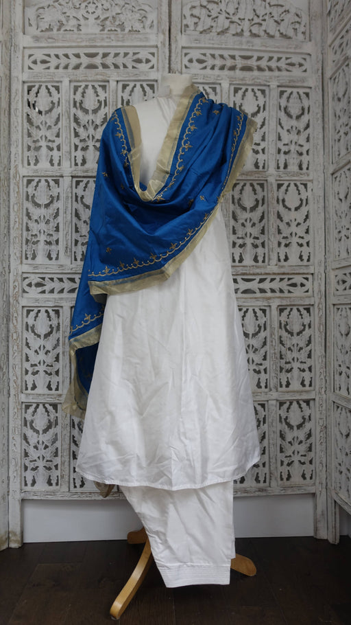 Blue pure silk vintage dupatta
