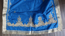Blue pure silk vintage dupatta – close-up of the embellishment