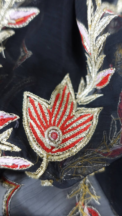 Black vintage embellished dupatta – full length view