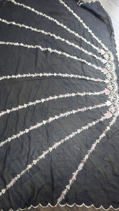Black vintage embellished dupatta – reverse side