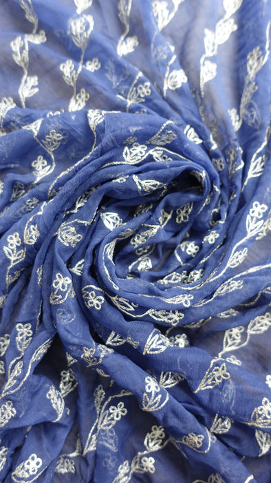 Navy and silver vintage dupatta – border detail