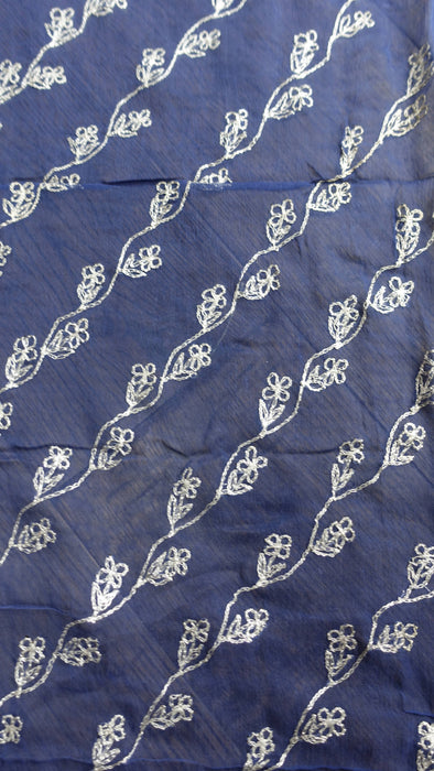 Navy and silver vintage dupatta – reverse side