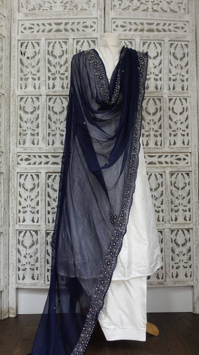 Blue beaded vintage dupatta