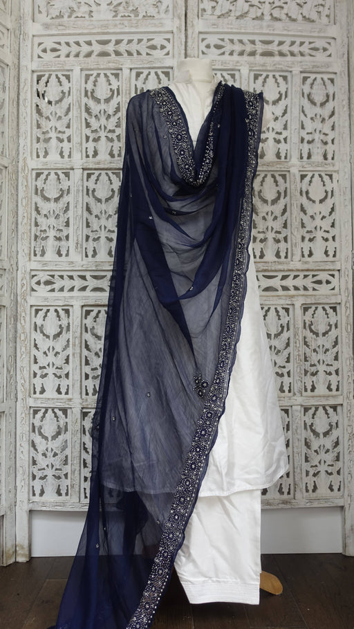Blue beaded vintage dupatta