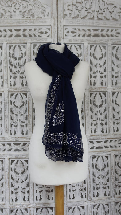 Blue beaded vintage dupatta – full length view