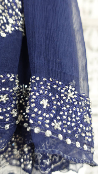 Blue beaded vintage dupatta – fabric and colour detail