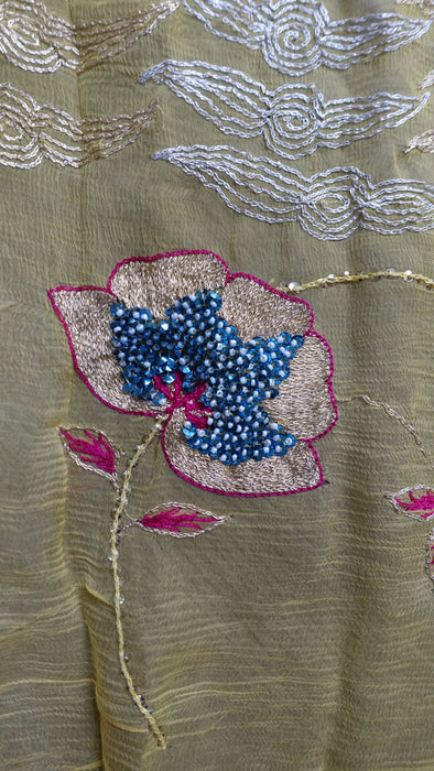 Yellow vintage sequinned embellished dupatta – pattern detail