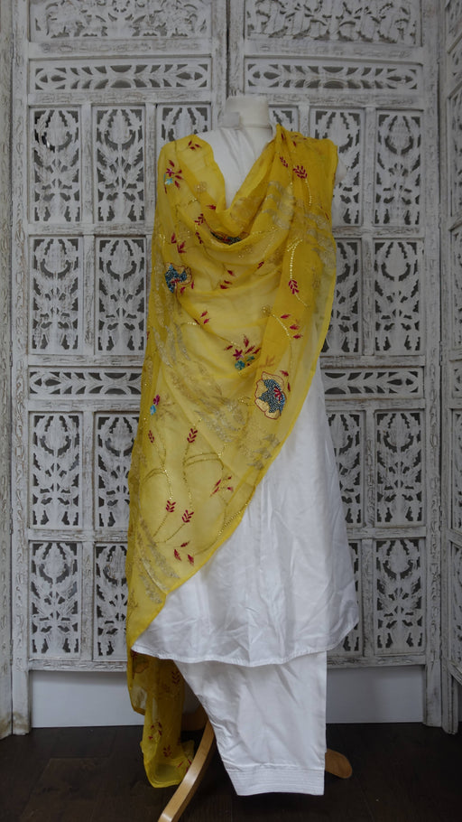 Yellow vintage sequinned embellished dupatta – border detail