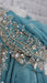 Aqua blue silk diamante trimmed dupatta – close-up of the embellishment