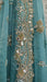 Aqua blue silk diamante trimmed dupatta – end panel detail