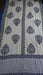 Grey blue cotton printed dupatta – end panel detail
