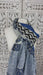 Grey blue cotton printed dupatta – corner detail
