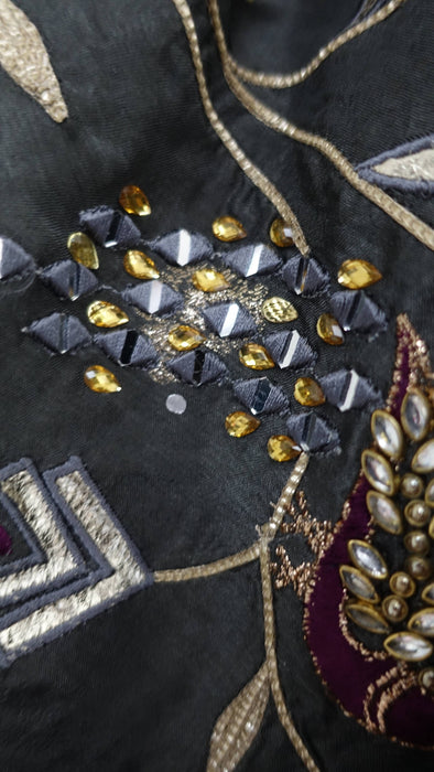 Charcoal chanderi silk dupatta – shown draped