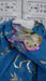 Peacock blue vintage silk chiffon dupatta – shown draped
