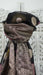 Black circular woven voile dupatta – close-up of the embellishment
