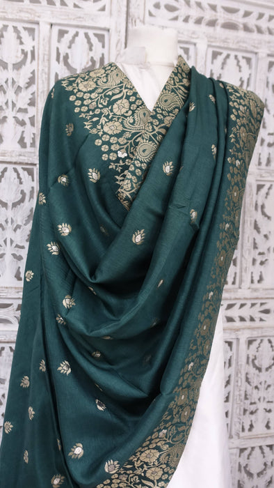 Dark green chanderi silk dupatta