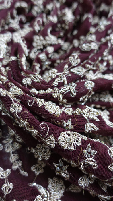 Maroon Really Heavy Zardosi Wedding Dupatta - New