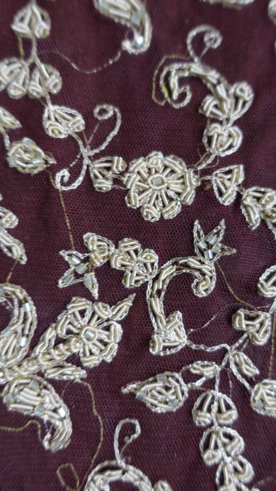 Maroon Really Heavy Zardosi Wedding Dupatta - New