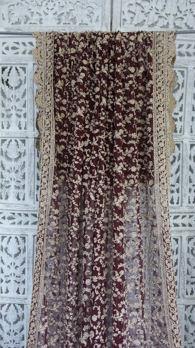 Maroon Really Heavy Zardosi Wedding Dupatta - New