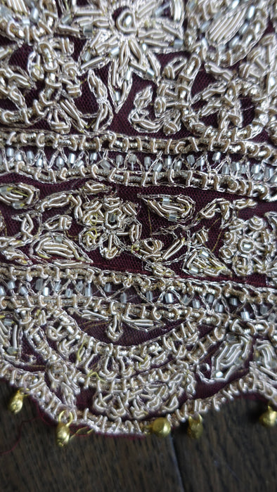 Maroon Really Heavy Zardosi Wedding Dupatta - New