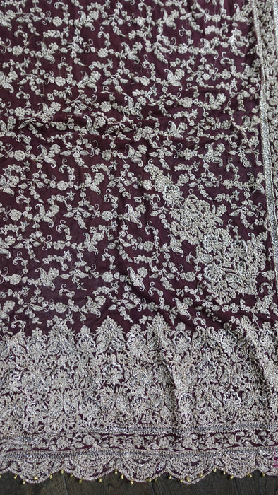 Maroon Really Heavy Zardosi Wedding Dupatta - New