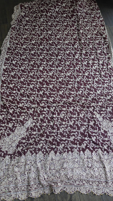 Maroon Really Heavy Zardosi Wedding Dupatta - New