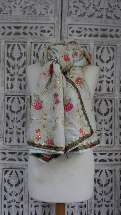 Light green chanderi beaded dupatta – full length view