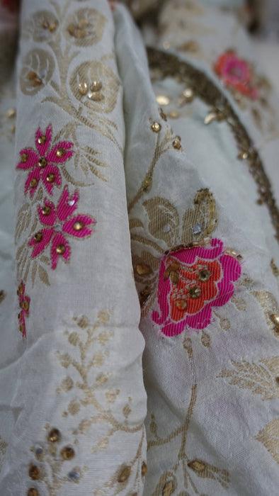 Light green chanderi beaded dupatta – full length view