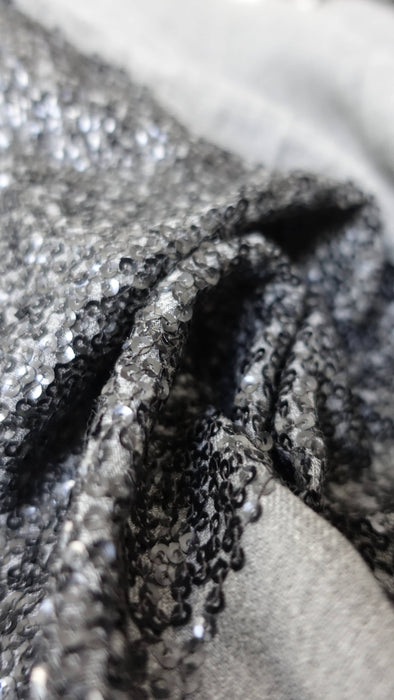 Dark grey wool really fine sequinned scarf – pattern detail