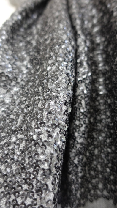 Dark grey wool really fine sequinned scarf – shown draped