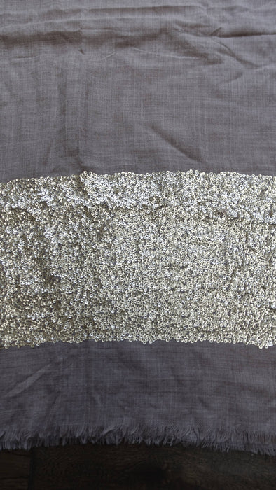 Taupe sequinned wool scarf – corner detail