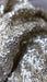 Taupe sequinned wool scarf – close-up of the embellishment