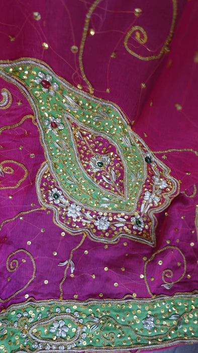 Pink Vintage Chiffon Wedding Dupatta - New
