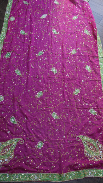 Pink Vintage Chiffon Wedding Dupatta - New
