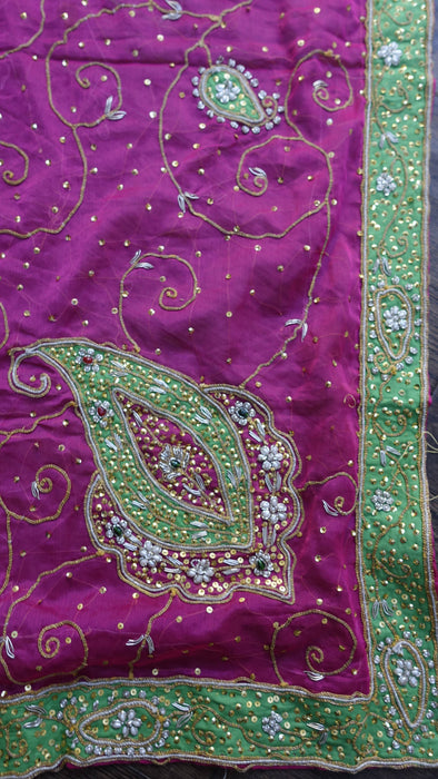 Pink Vintage Chiffon Wedding Dupatta - New