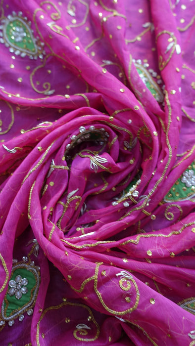 Pink Vintage Chiffon Wedding Dupatta - New