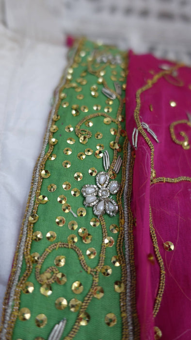 Pink Vintage Chiffon Wedding Dupatta - New
