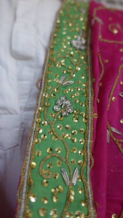Pink Vintage Chiffon Wedding Dupatta - New