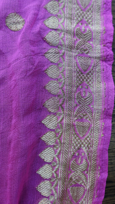 Bright pink silk chiffon banarsi dupatta – fabric and colour detail