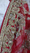 Red net zardosi curved wedding dupatta – close-up of the embellishment