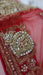 Red net zardosi curved wedding dupatta – pattern detail