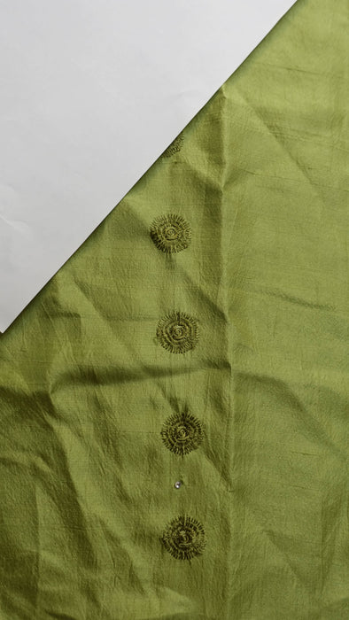 Green fine silk embroidered dupatta – fabric and colour detail