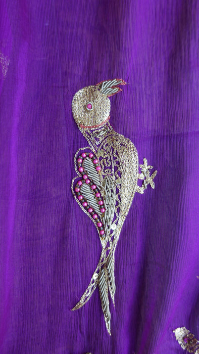Purple embellished with bird motif dupatta – shown draped