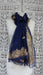 Navy blue zardosi worked silk chiffon dupatta – full length view