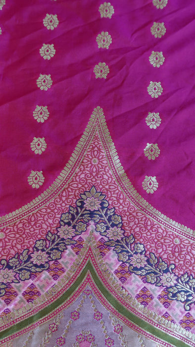 Pink wide border dupatta – folded view